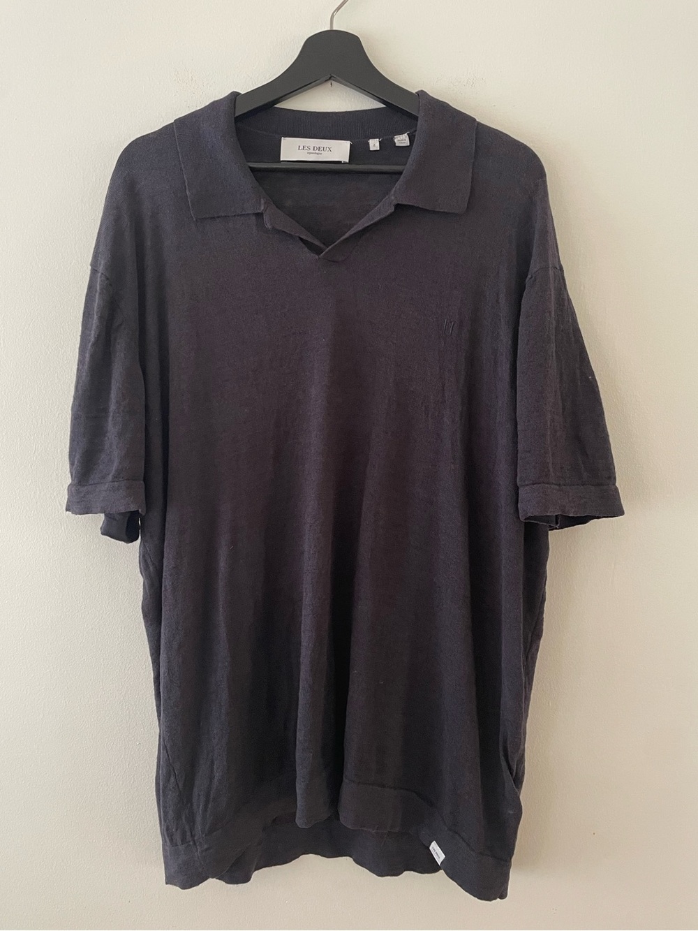 Les Deux Elba Knit 81% Linen 19% Cotton Polo Shirt Size L